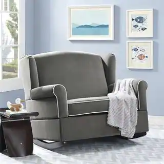 Baby Relax Lainey Graphite Grey Wingback Chair and a half Rocker