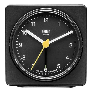 Braun Classic Quiet German Precision Quartz Black Squared Alarm Clock