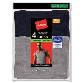 Hanes Men's Tagless Ribbed A-Shirt (Pack of 4)