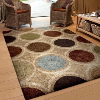 Oasis Shag Collection Marble Multi Area Rug (5'3" x 7'6")