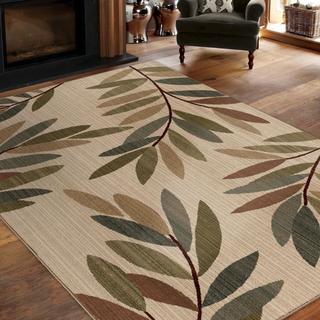 Virtuous Collection Tangled Leaves Beige Area Rug (5'3" x 7'6")