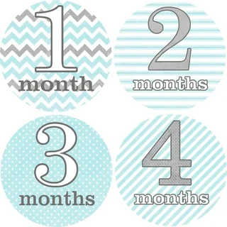 'Placid' Monthly Baby Bodysuit Stickers (Set of 13)