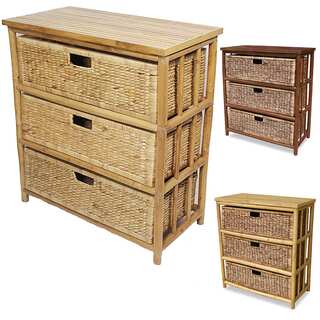 Heather Ann Open Sides Bamboo Cabinet with 3 Drawers