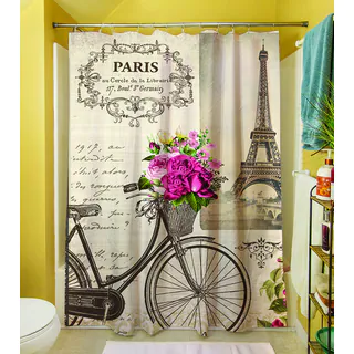 Thumbprintz Springtime in Paris Bicycle Shower Curtain