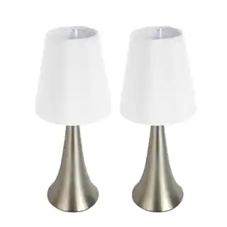 Simple Designs Valencia Two Pack Mini Touch Table Lamp Set with Fabric Shades