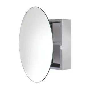 Croydex Severn Circular Mirror Medicine Cabinet Surface Mount Only in Stainless Steel