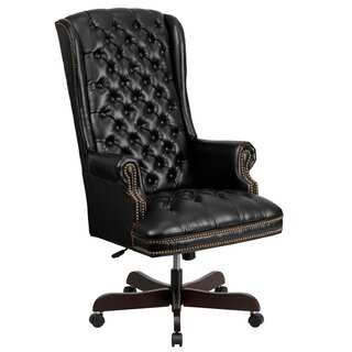 High-back Traditional Tufted Leather Executive Office Chair