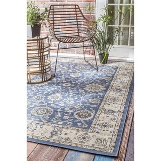 nuLOOM Traditional Modern Indoor/ Outdoor Blue Porch Rug (7'8 x 10'3)