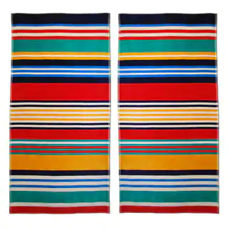 Superior Oversized Multi Stripes Jacquard Cotton Beach Towels (Set of 2)