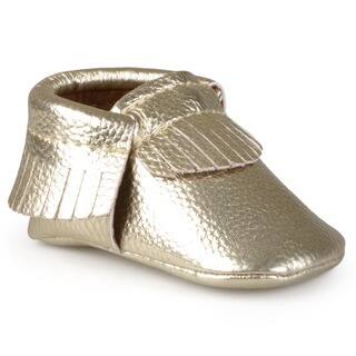 Journee Kids Fringed Faux Leather Moccasin Booties