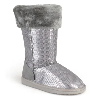 Journee Kid's 'Spark' Sequined Faux Fur Boots