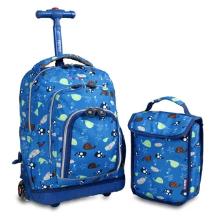 J World Seaworld Lollipop 16-inch Rolling Backpack and Lunch Bag Set