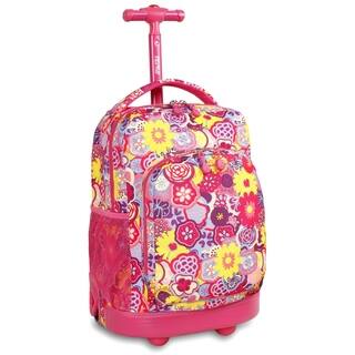 J World Poppy Pansy Sunny 17-inch Rolling Backpack