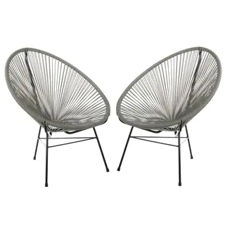 Set of 2 PoliVaz Woven Basket Lounge Chairs (China)