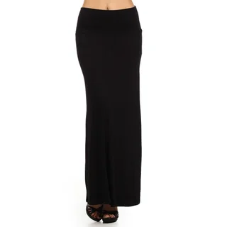 MOA Collection Women's Black Maxi Skirt with Banded Waist