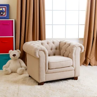 ABBYSON LIVING Kids Beige Linen Chesterfield RJ Mini Chair