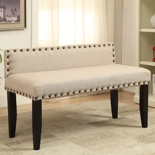 Furniture of America Simone Flax Upholstered 42-inch Backed Accent Bench