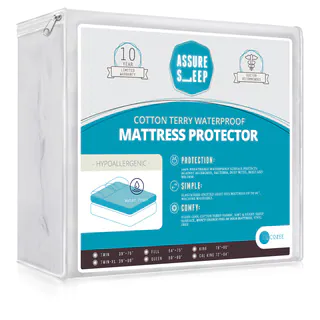 Assure Sleep Cotton Terry Hypoallergenic and Breathable Waterproof Mattress Protector