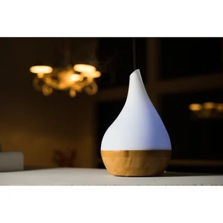 Canary Products Glass and Bamboo Aroma Essential Oil Diffuser and Ultrasonic Cool Mist Humidifier with LED lights