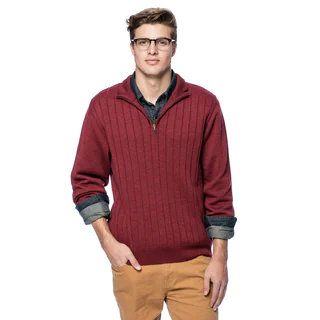 Men's Merino Quarter Zip Ribbed Sweater