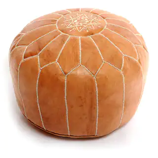 Handcrafted Moroccan Leather Pouf Authentic Ottoman (Morocco)