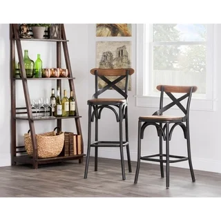 Kosas Home Dixon Rustic Brown and Black Reclaimed Pine and Iron Counter Stool