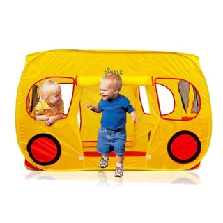 Children's DC11615 Yellow School Bus Design Indoors/ Outdoors Pop Up Play Tent/ Playhouse with Mesh Windows by Dimple
