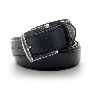 Faddism Men's Classic Leather Belt with Silvertone Buckle