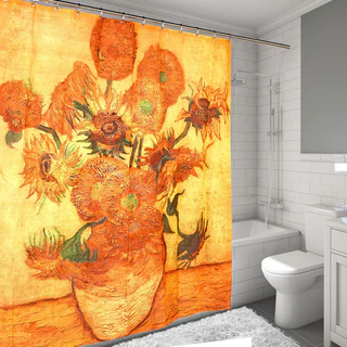 Sunflowers by Van Gogh Printed Water Resistant Fabric Shower Curtain