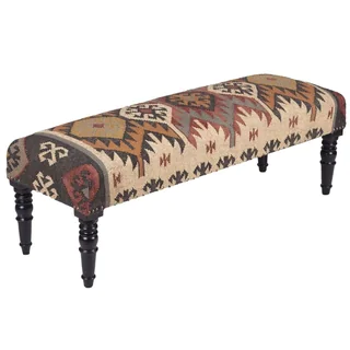 Herat Oriental Indo Handmade Jute-upholstered Wooden Bench