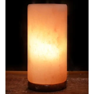 Cylinder Natural Salt Lamp with Wood Base