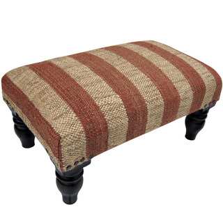 Herat Oriental Indo Handmade Jute Upholstered Wooden Stool (India)