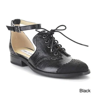 Beston Aa85 Women's Lace Up Cut Out Flat Heel Ankle Strap Oxfords