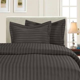 Elegant Comfort Wrinkle Resistant Dobby Stripe 3-Piece Duvet Cover Set