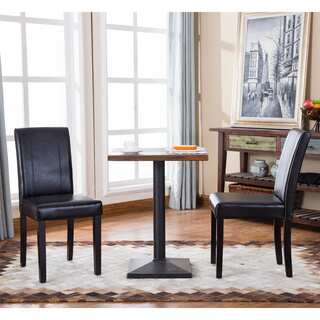 Urban-Style Solid Wood Leatherette Padded Parson Chair (Set of 2)