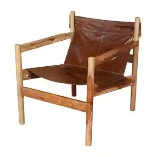 Wanderloot Genoa Solid Sheesham and Leather Sling Chair (India)