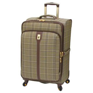 London Fog Westminster Camel Plaid 25-inch Expandable Spinner Upright Suitcase