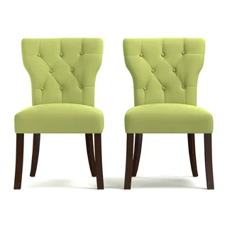Portfolio Sirena Spring Green Velvet Upholstered Armless Dining Chairs (Set of 2)