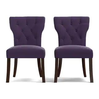 Portfolio Sirena Plum Purple Velvet Upholstered Armless Dining Chairs (Set of 2)