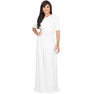 Koh Koh Women's Half-Sleeve Elegant Maxi Dress