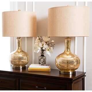 ABBYSON LIVING Gold Mercury Glass Table Lamp (Set of 2)