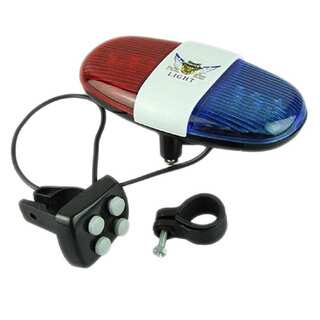 Police Car Bike Bell / Light with 6 LED Lights and 4 Sounds