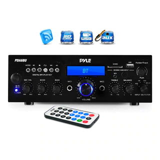 Pyle PDA6BU 200-watt Bluetooth/ FM Radio/ USB/ SD Card/ AUX Stereo Amplifier Receiver with Microphone Inputs