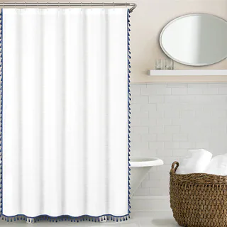 Echelon Home Tassel Shower Curtain