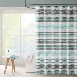 Intelligent Design Sonia Puckering Yarn-Dyed Stripe Shower Curtain