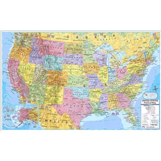 Combo Laminated 40 x 28-inch U.S. and World Wall Map