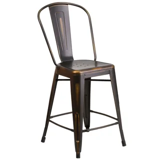 24-inch High Distressed Metal Indoor Counter Height Stool