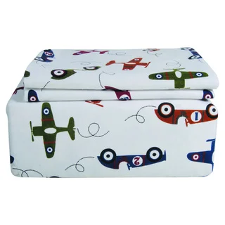 Planes and Cars Printed Flannel Sheet Set