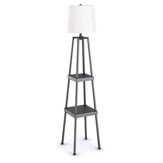 3-Way 58-inch Etagere Floor Lamp, Distressed Iron Painted