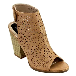 Beston EB04 Women's Stylish Perforated Slingback Cutout Chunky Ankle Booties